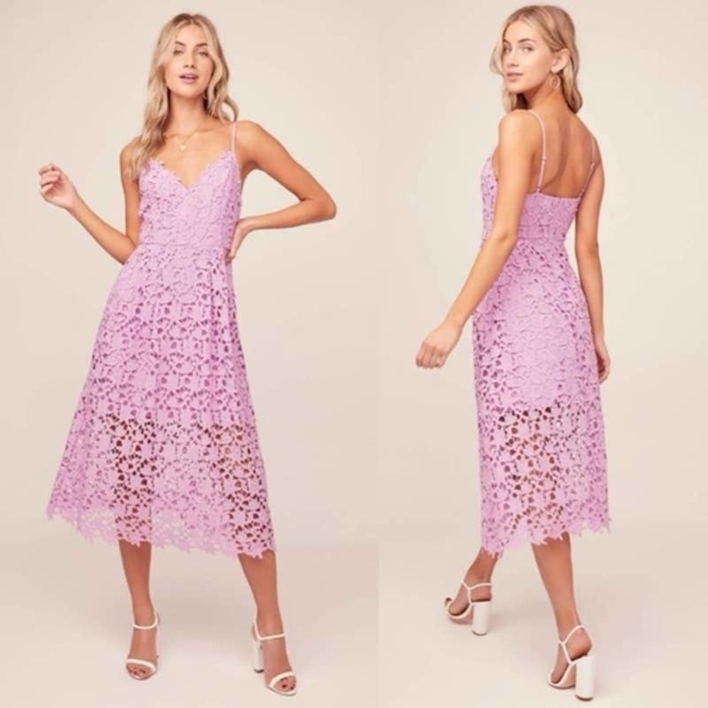 ASTR lilac lace overlay dress